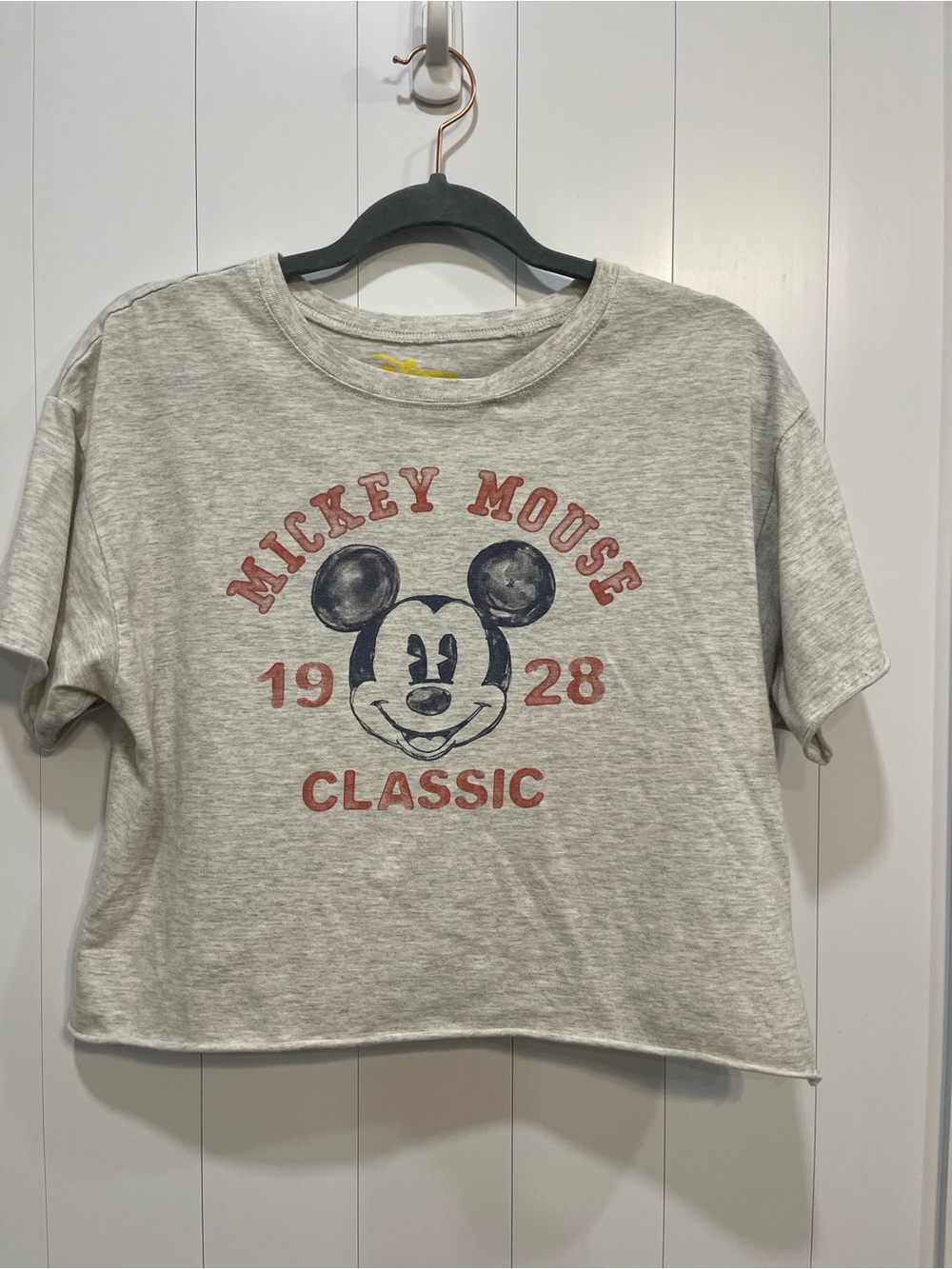 Disney Gray Cropped Mickey Mouse Classic Tee small